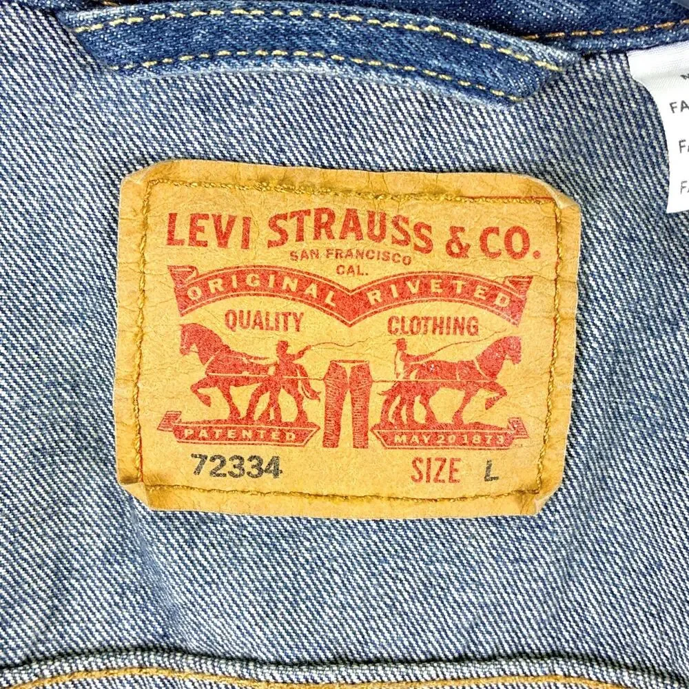 VTG Levis Trucker Jacket Mens L Denim Type 3 Faded Distressed Whiskered 72334
